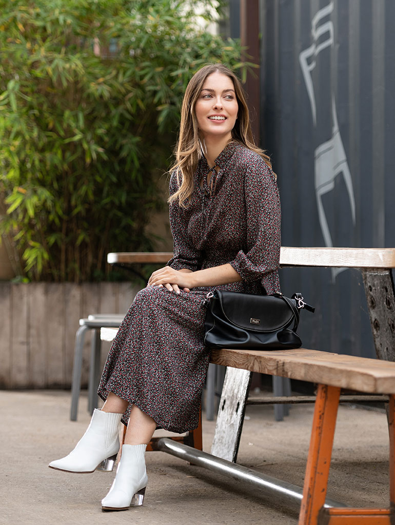 Christmas day tie-neck midi dress