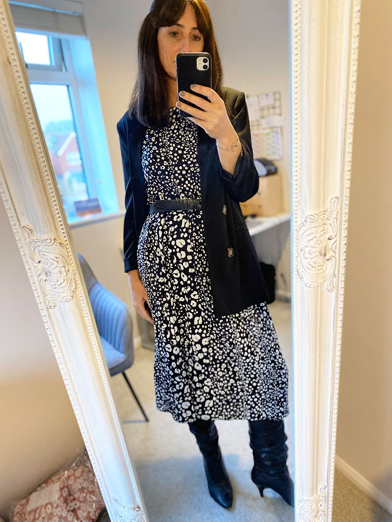 Going out monochrome midi dress