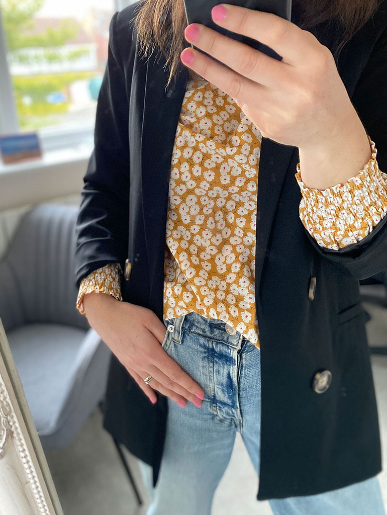 Blouse paired with blazer