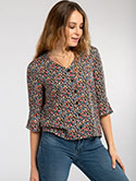 V-Neck Fluted Sleeve Blouse image 1