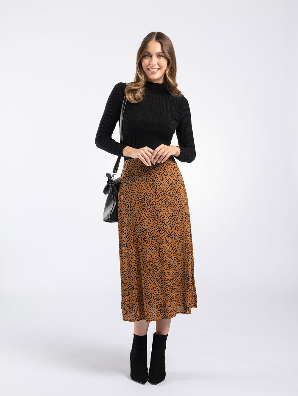 Midi Skirt in Chestnut Brown
