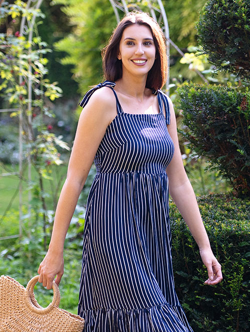 Strappy Sundress in Navy Stripe