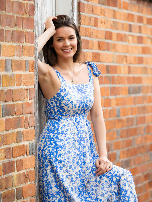 Strappy Sundress in Blue Floral