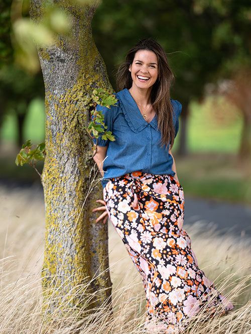 Tie Waist Floral Skirt