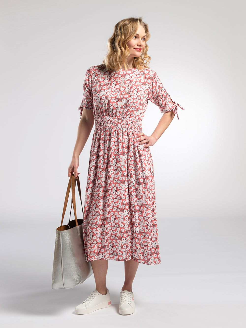 Pentl Shirred Waist Midi Dress